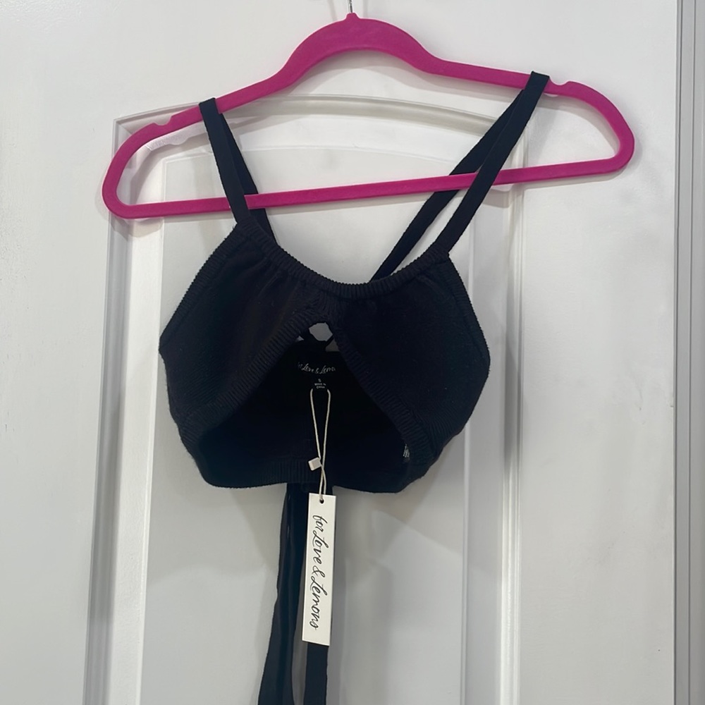 For love & lemons black tie crop top